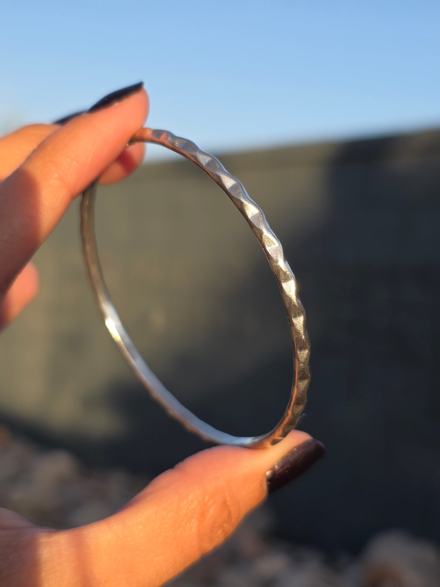 Solid Sterling Silver 3.2mm Wavy Bangle Bracelet