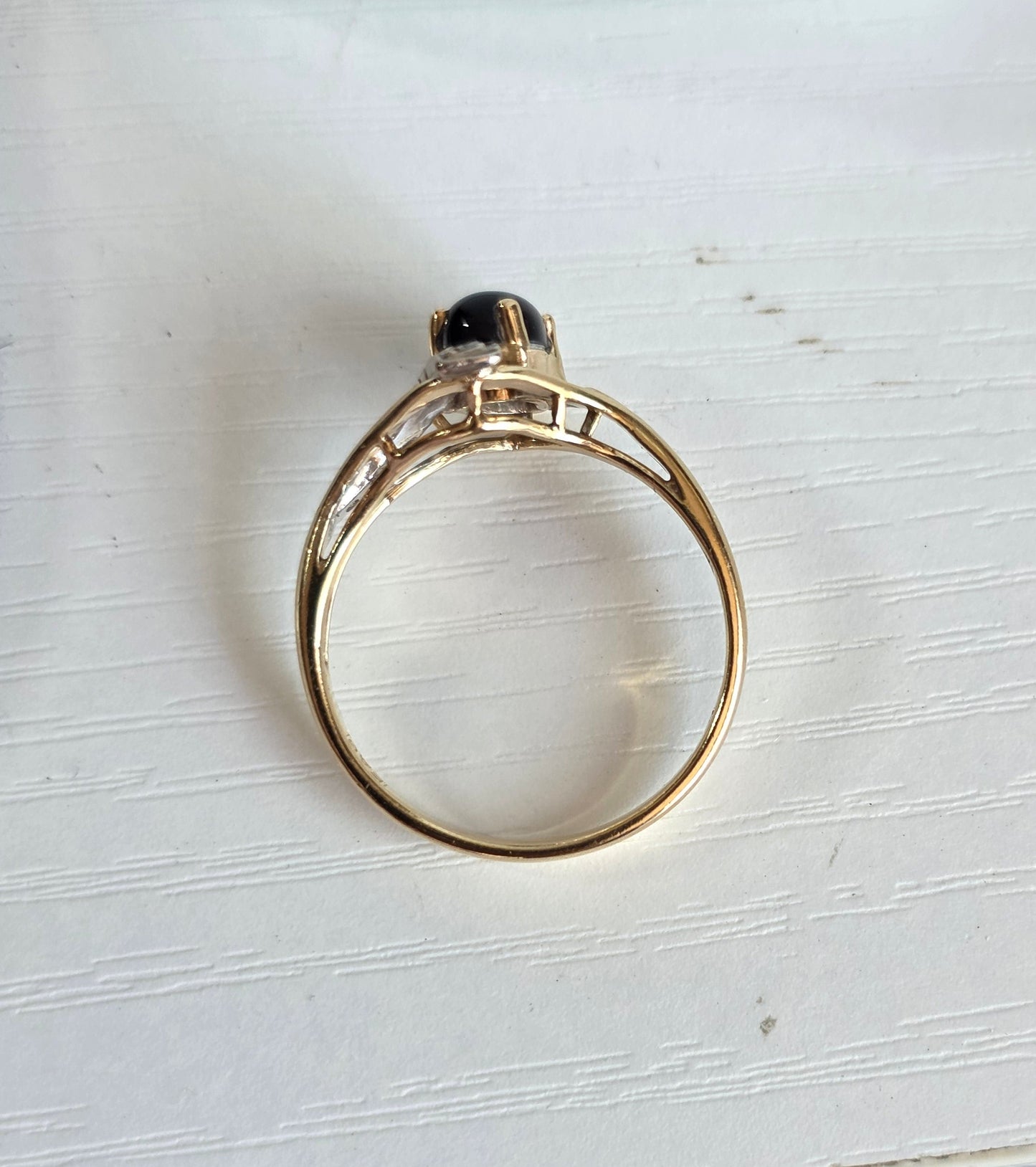 Awesome 14k Gold Black Onyx &  Diamond Modernist Ring Size 6.75