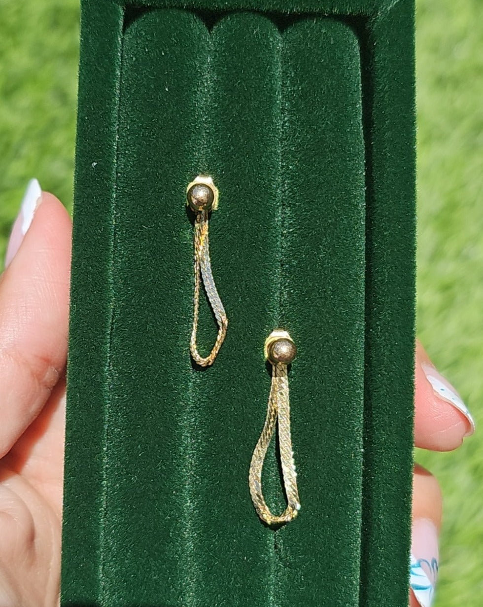 14k Gold Herringbone Convertible Post to Dangle Earrings