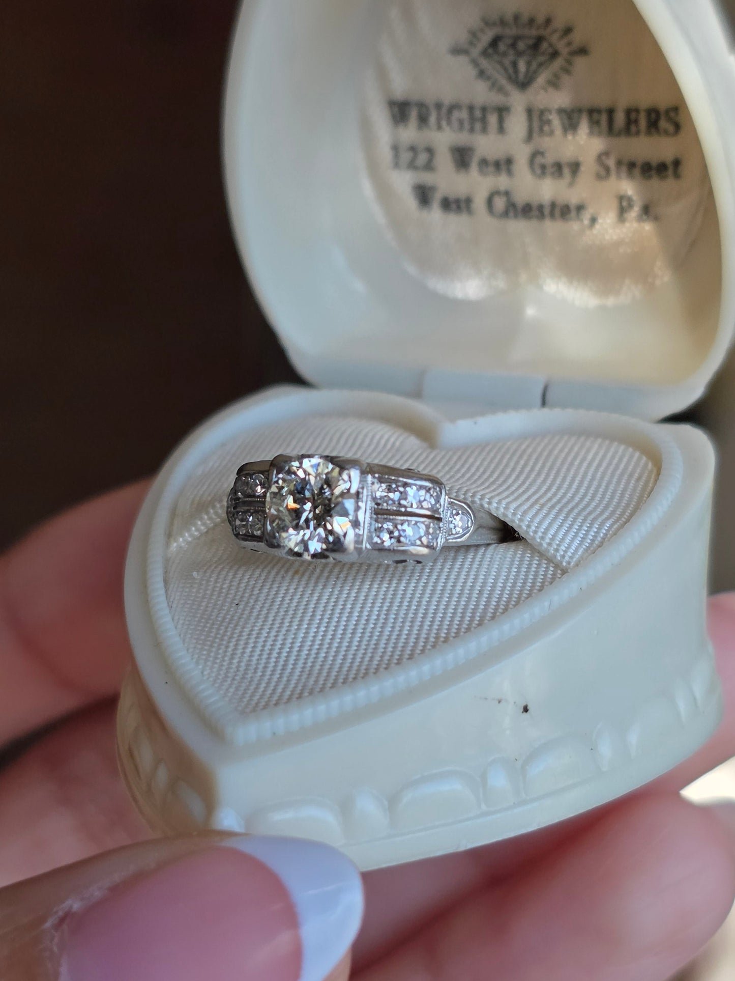 Stunning 1.0CTW OEC Art Deco Style Platinum Diamond Ring Size 4