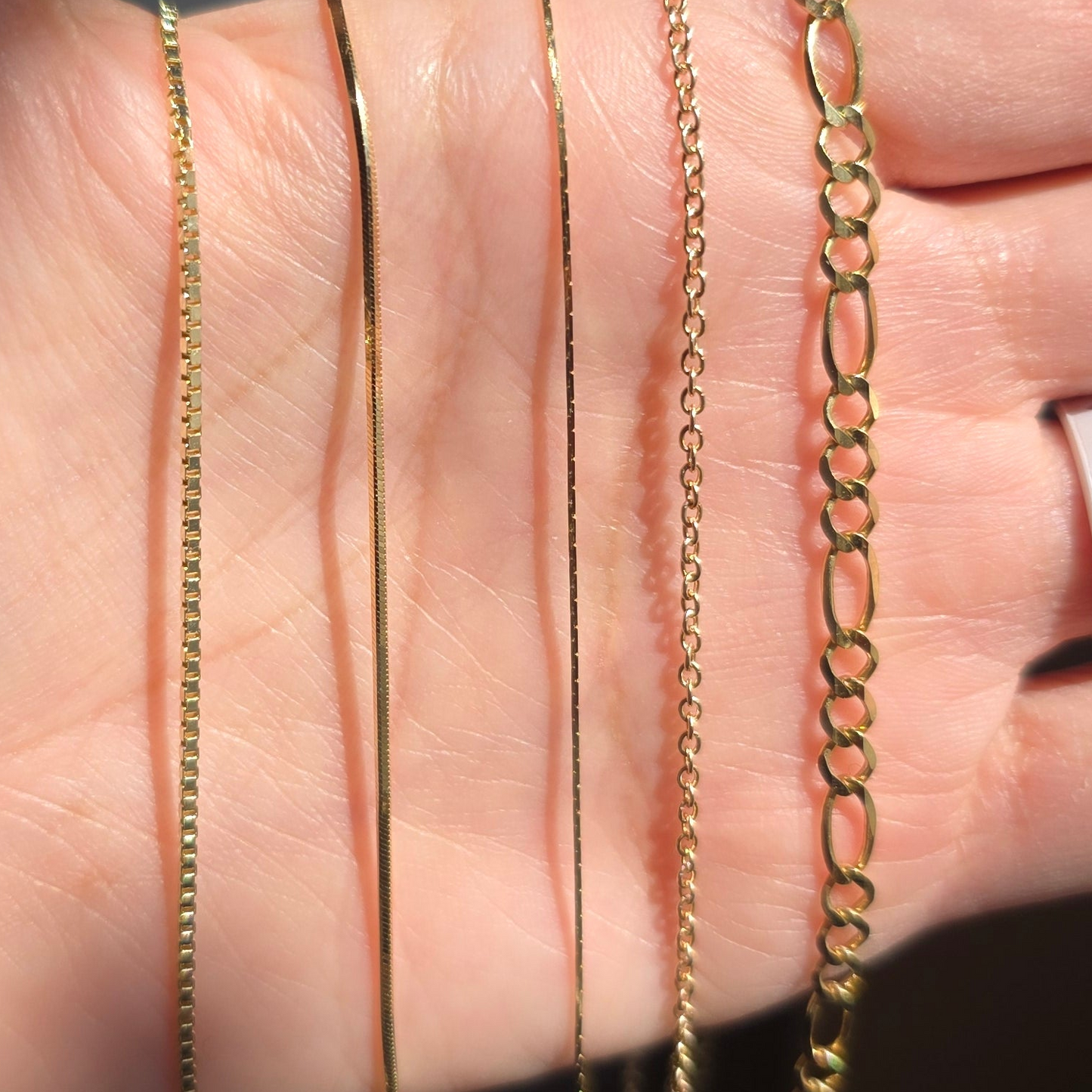 5 Different Solid Yellow Gold Chains - 14k & 10k - Box / Snake / Flat Link / Cable / Figaro - CHOOSE YOUR OPTION