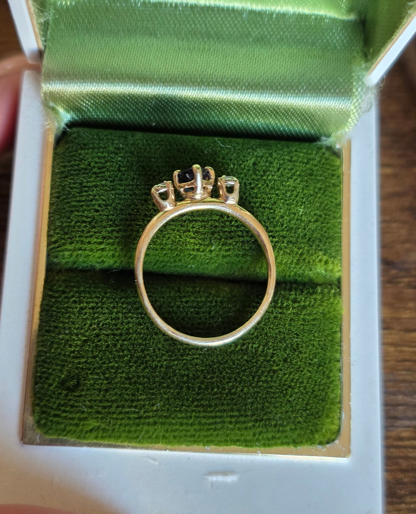 14k Heart Cut Sapphire And Diamond Dainty Yellow Gold Ring Size 4.2
