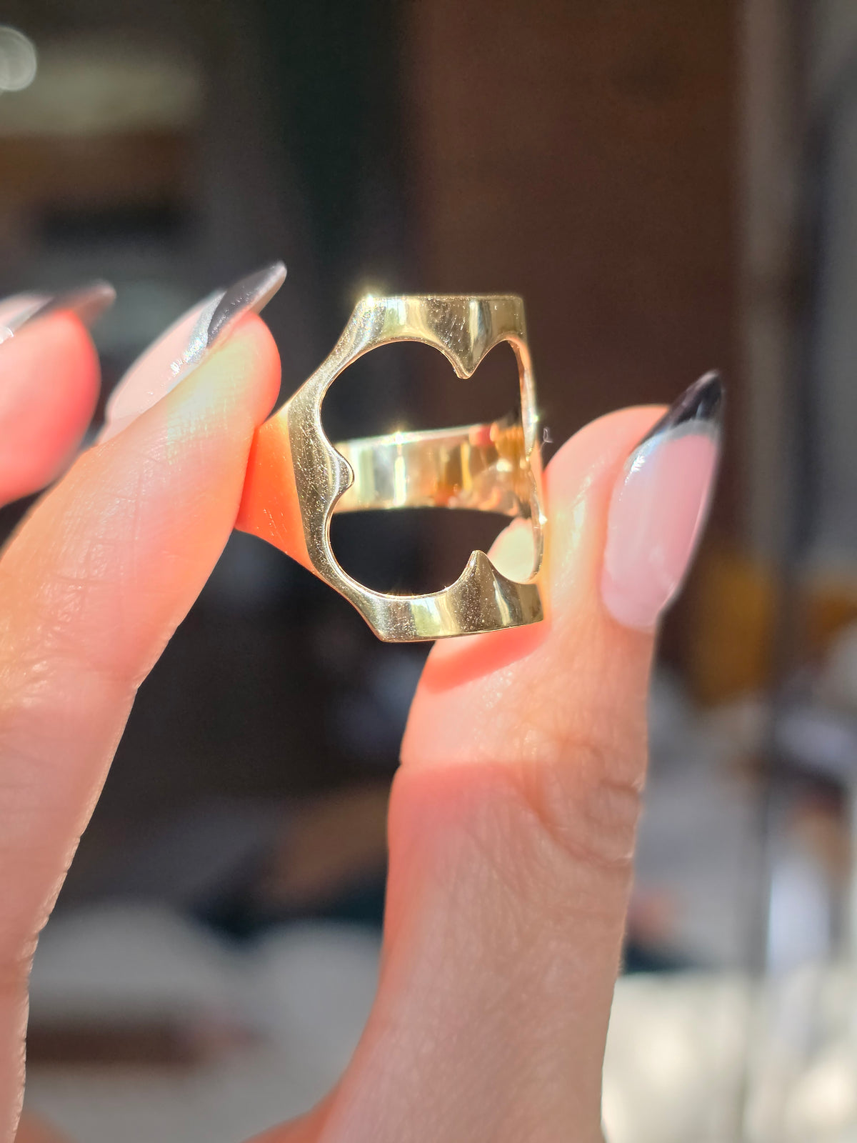 Awesome 14k Gold Clover CutOut Statement Ring Size 10