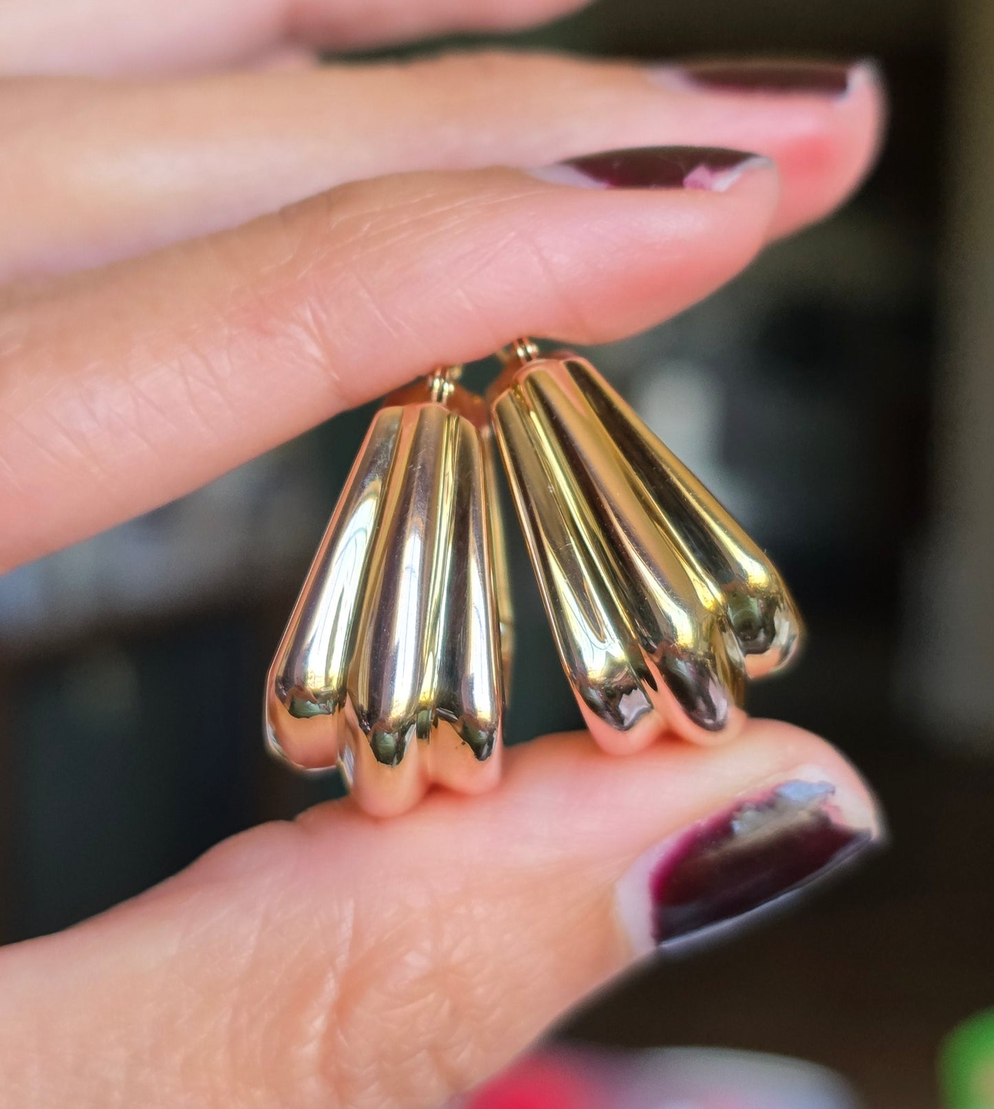 14k Gold Chunky Geometric Hoop Earrings