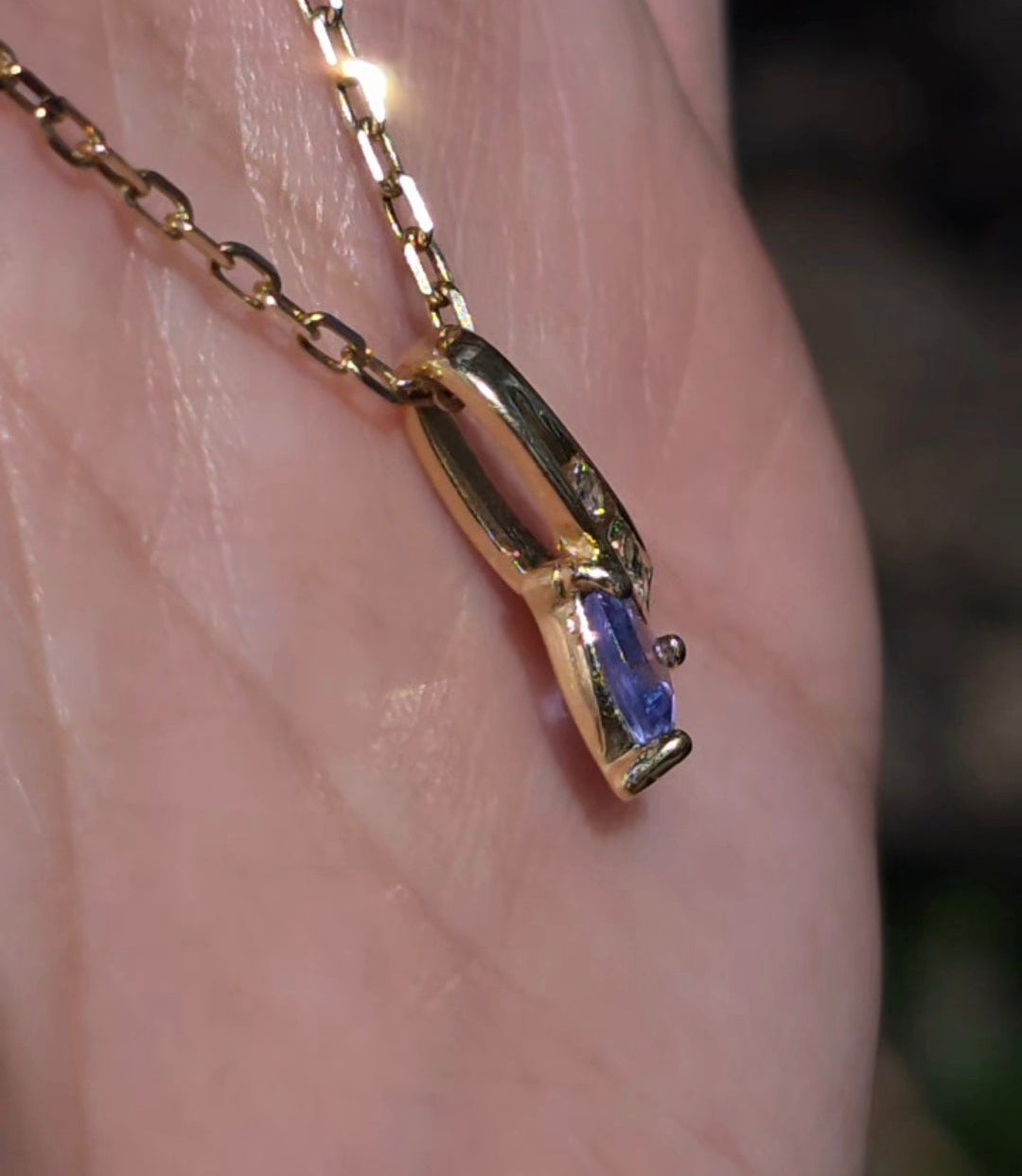 #2 - 14k Trillion Cut Tanzanite And Diamond Pendant (NO CHAIN)