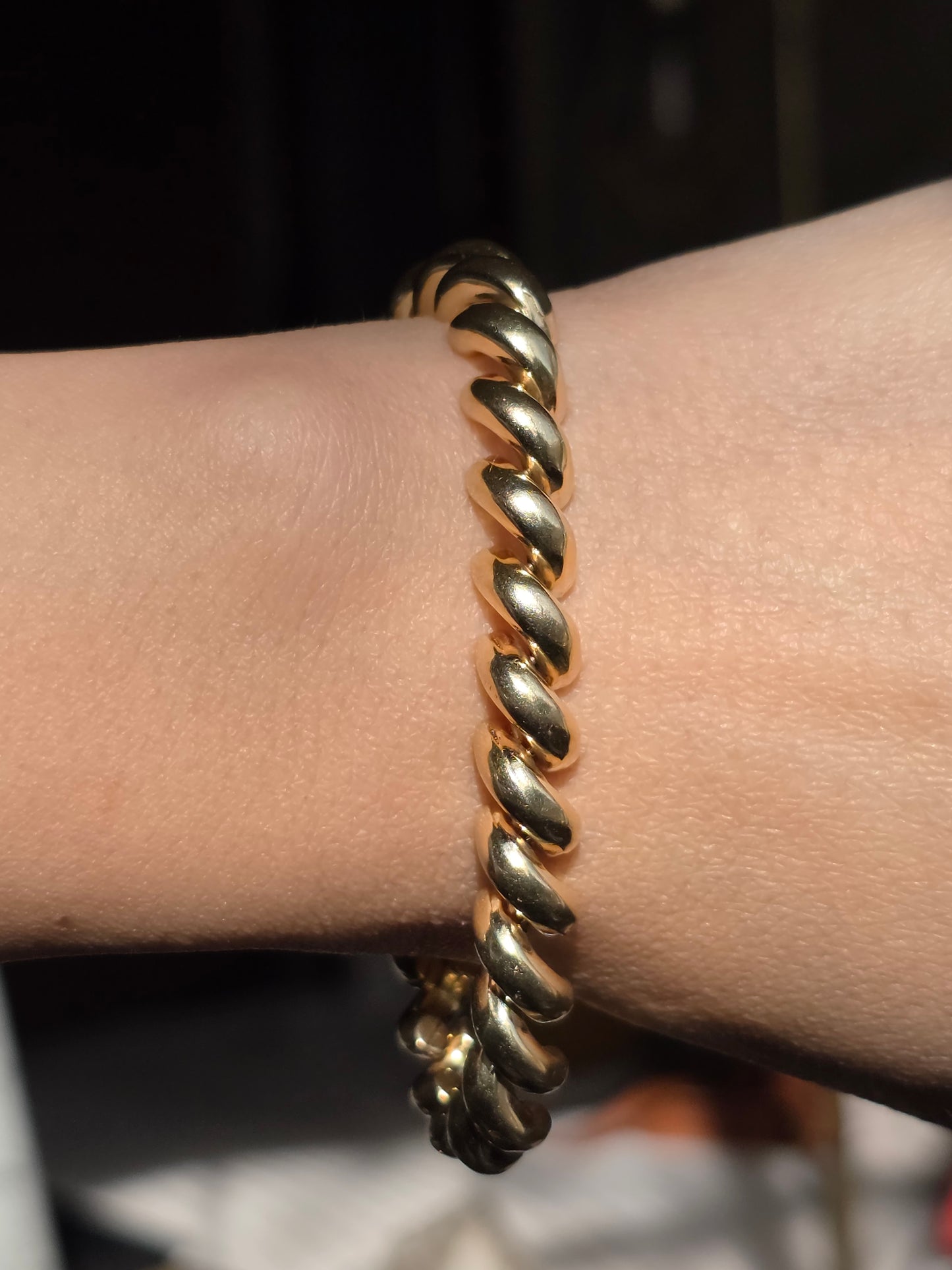 Milor 14k Gold San Marco "Macaroni" Link 8mm Wide Bracelet 7"