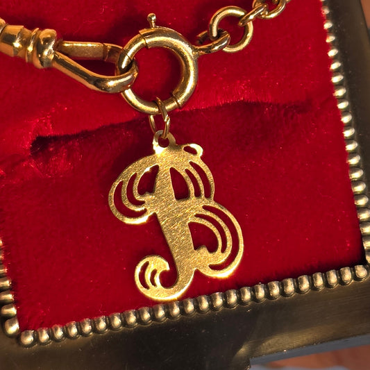 Lovely Cursive Font B Initial Thin Lightweight Charm (NO CHAIN)