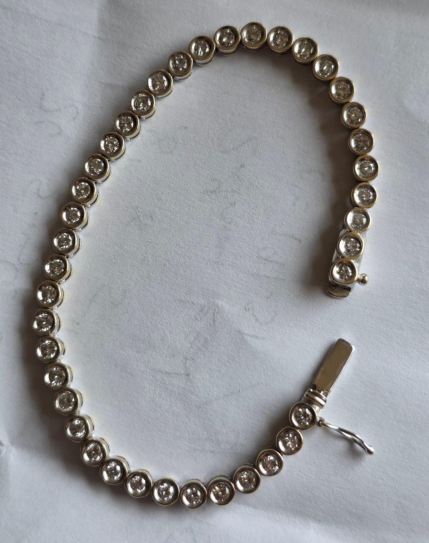 Gorgeous 4.50TCW Diamond Bezel Set 14k White Gold Solid Hefty Tennis Bracelet 7"