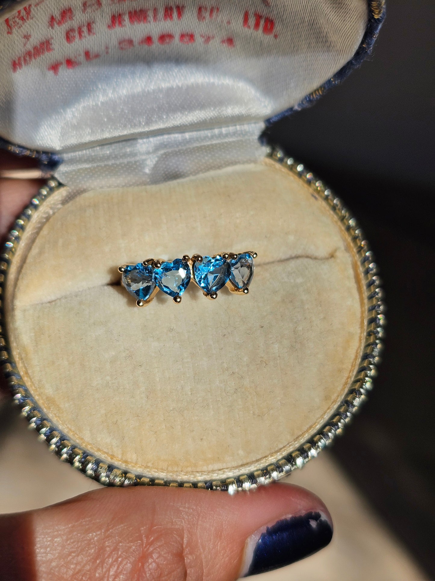 10k Gold Heart Cut 2 Carat Blue Topaz Gemstone Ring Size 5.75