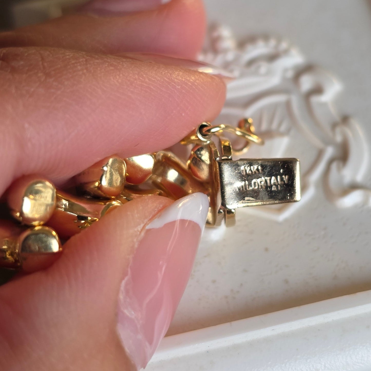 Milor 14k Gold San Marco "Macaroni" Link 8mm Wide Bracelet 7"