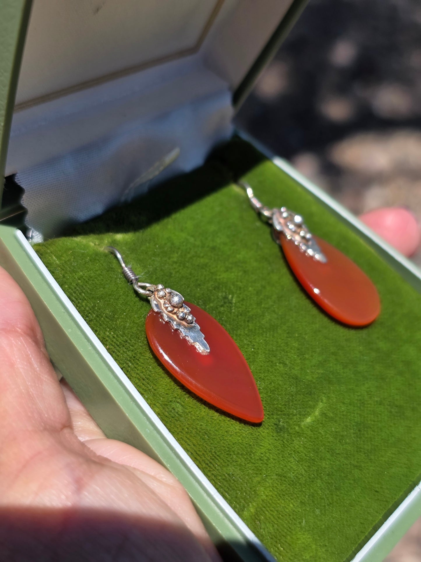 Beautiful Carnelian Sterling Silver Dangles Earrings