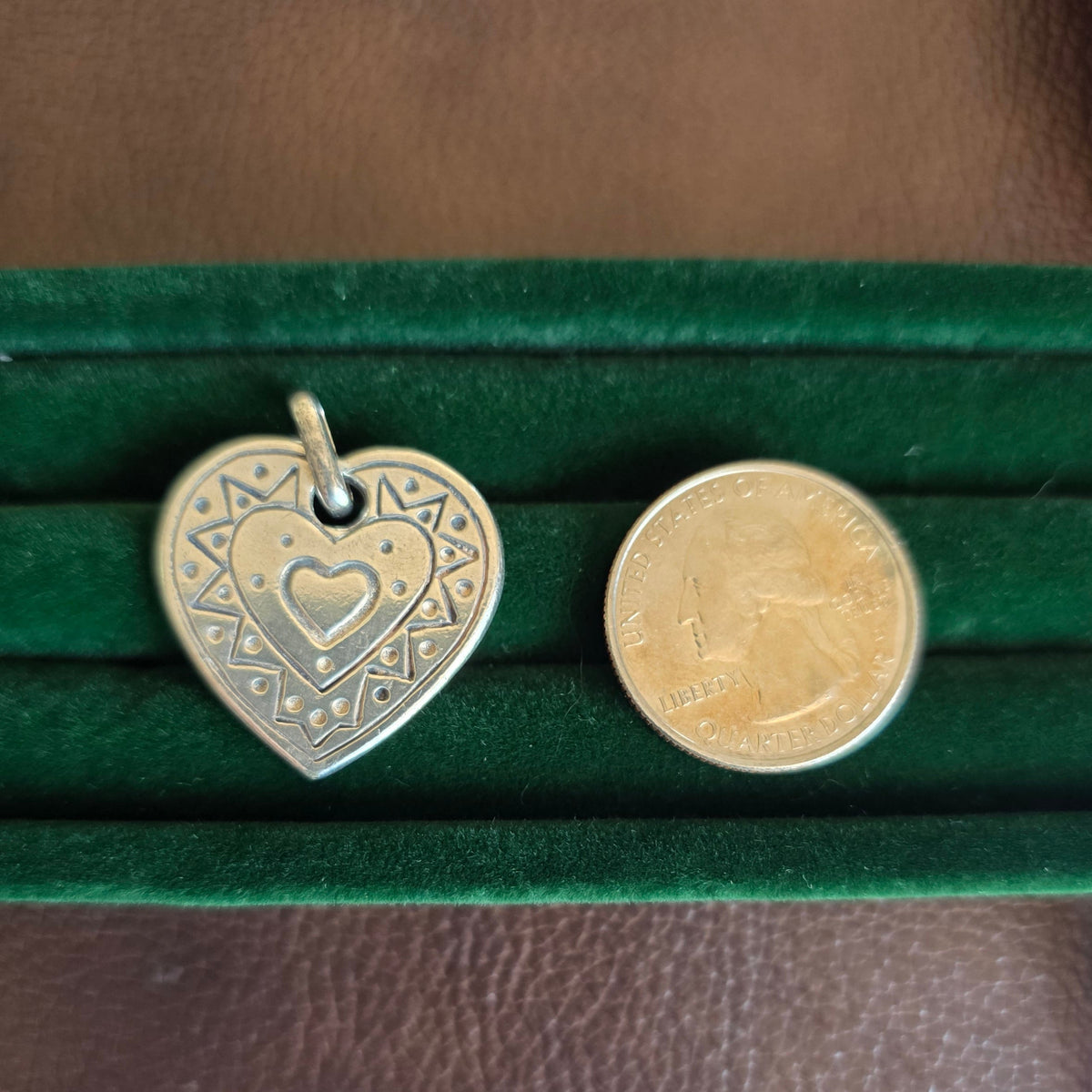 Solid Sterling Silver ZigZag Sunburst Double Sided Heart Pendant (NO CHAIN)
