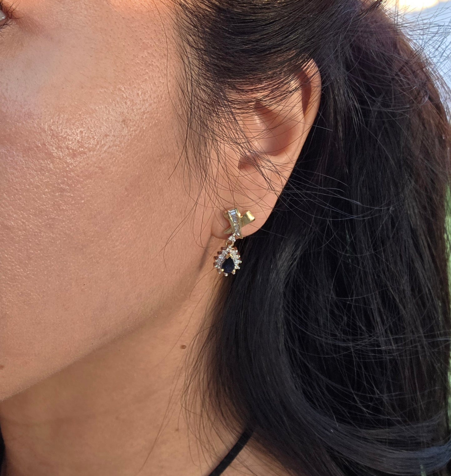 RESERVED- DO NOT BUY: Beautiful 14k Sapphire Diamond Dangle Earrings