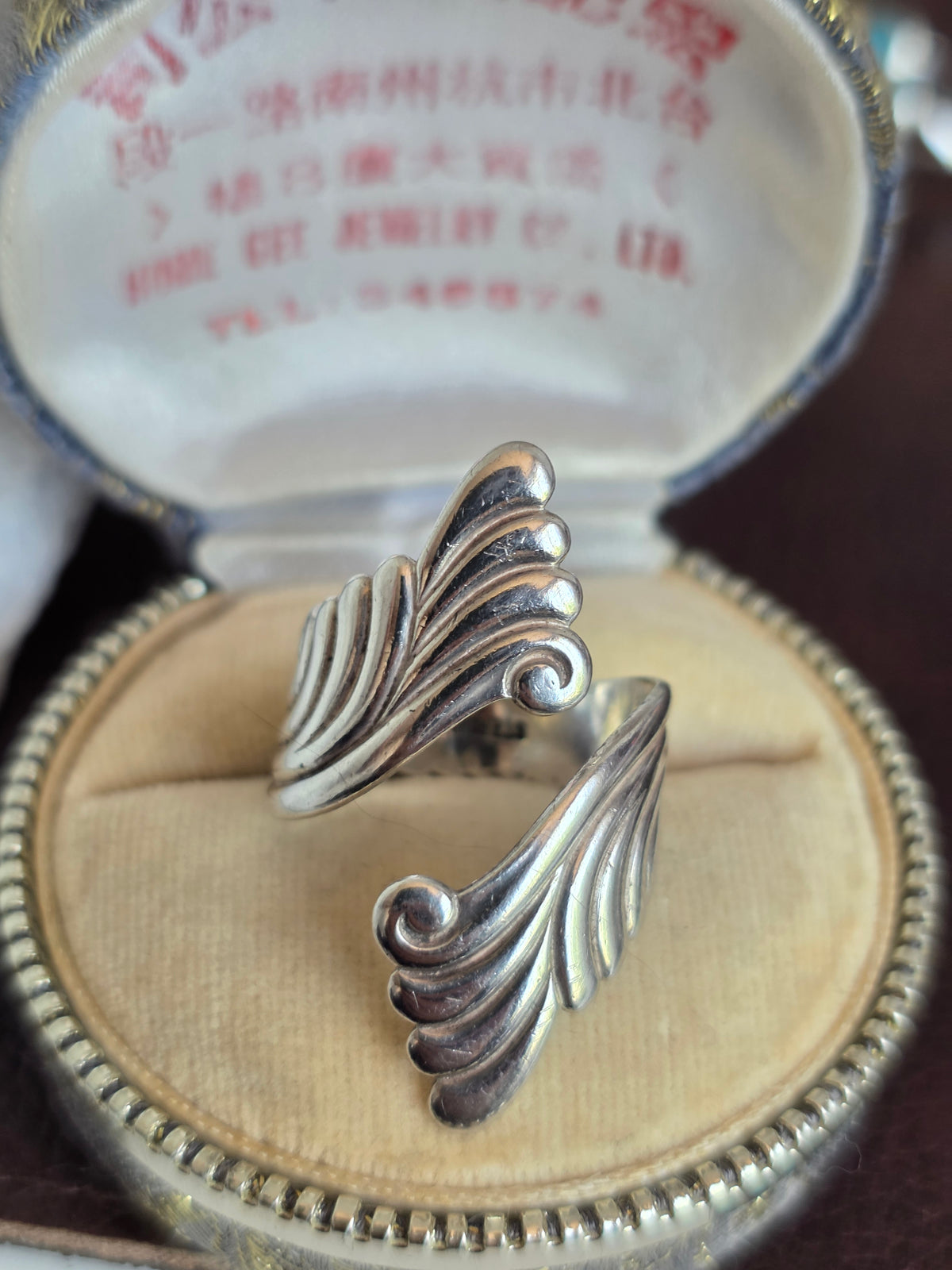 Gorgeous Sterling Silver Open Band Scrollwork Wrap Art Nouveau Style Ring