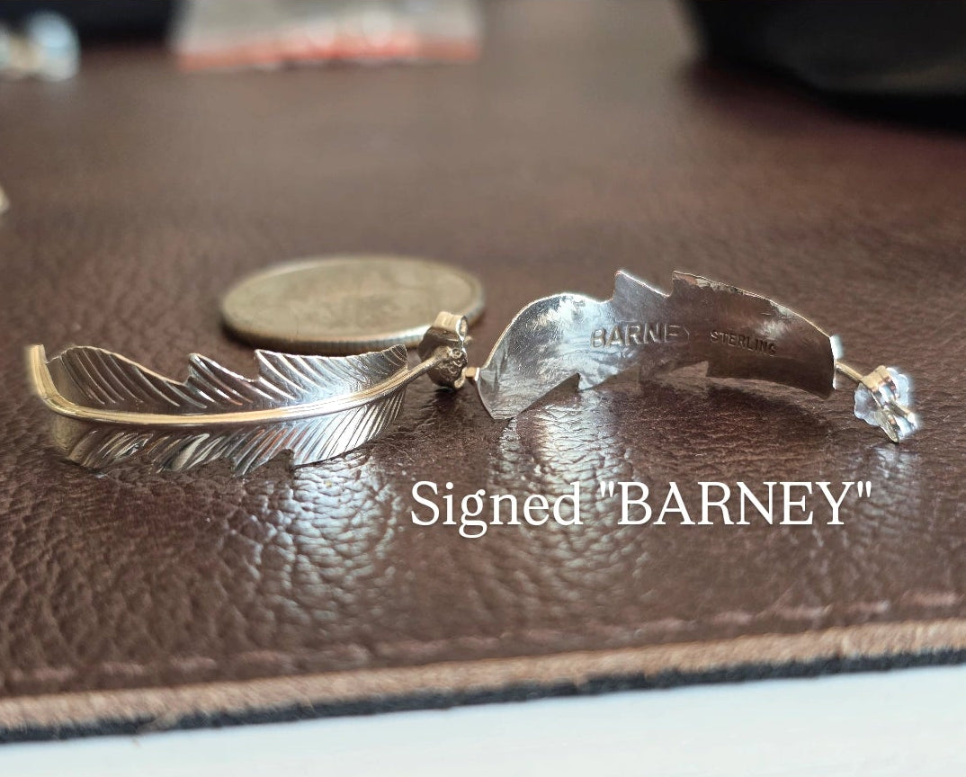 Sterling Silver Curved Feather Half Hoops Earrings