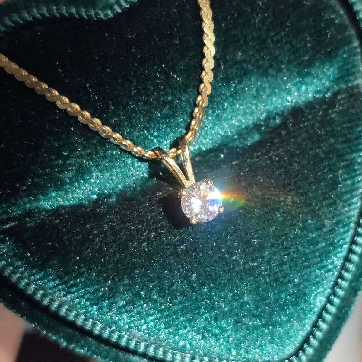 Classic 14k Natural Round 4.2mm Diamond Solitaire Pendant (NO CHAIN)