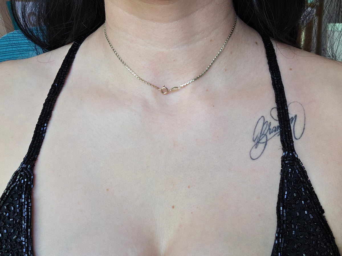14k Gold Zipper Link Choker Chain 13.5"
