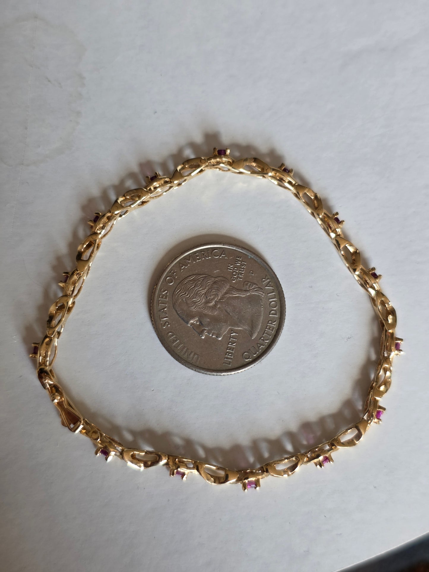 Beautiful 14k Gold 1.40tcw Ruby Tennis Bracelet 7" | July Birthstone