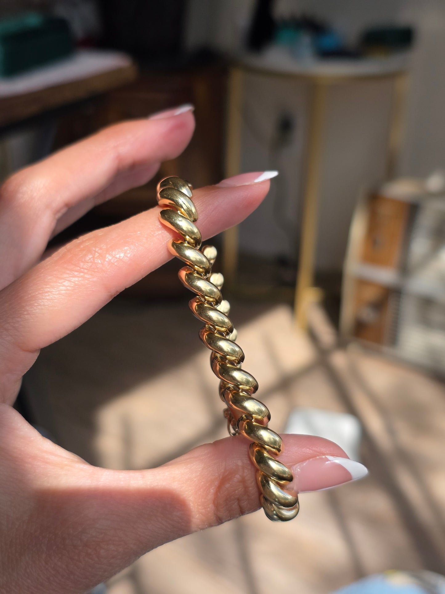 Milor 14k Gold San Marco "Macaroni" Link 8mm Wide Bracelet 7"