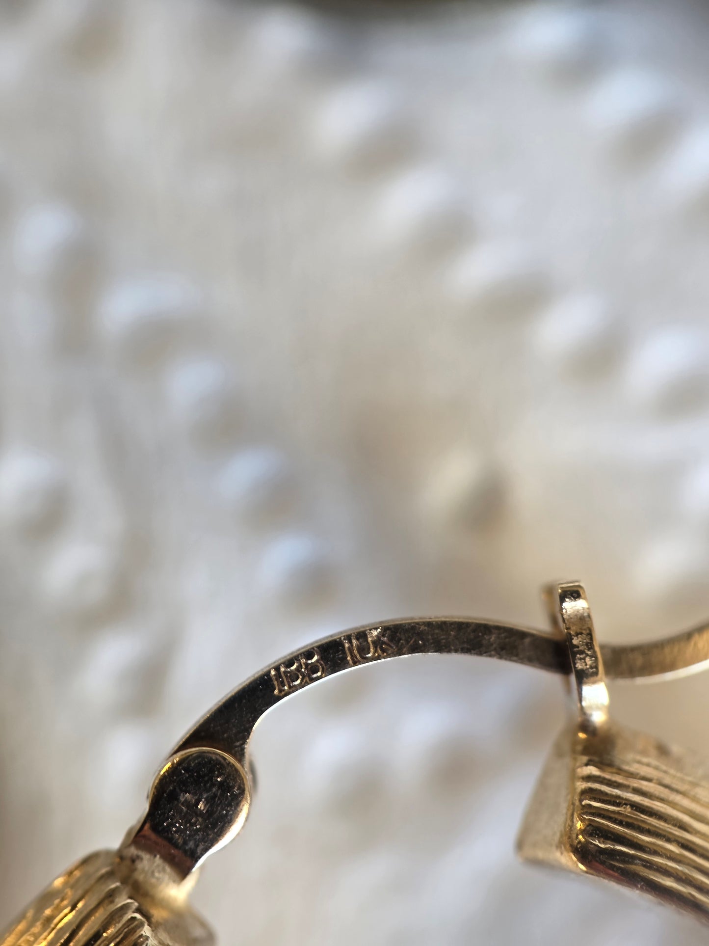 10k Gold Bamboo Style Hoops Earrings