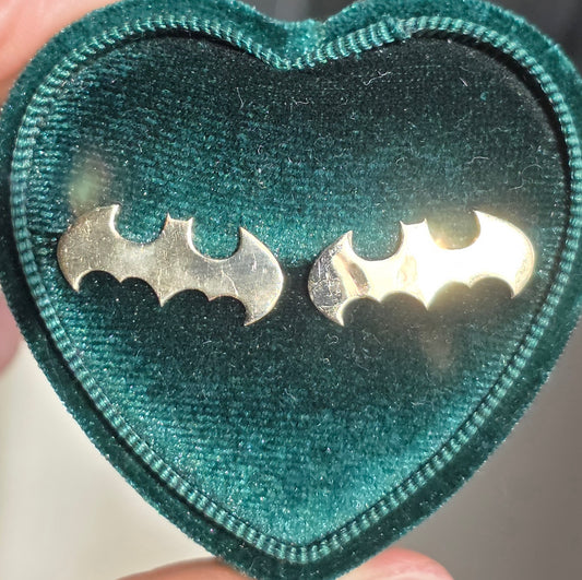 Awesome 14k Gold 20MM Wide Batman Bat Symbol Stud Statement Earrings