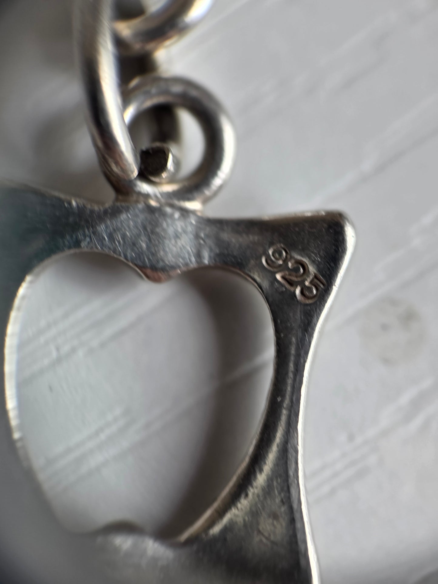 Sterling Silver Heart Tag Rolo Chain Bracelet Toggle Clasp 7.5"