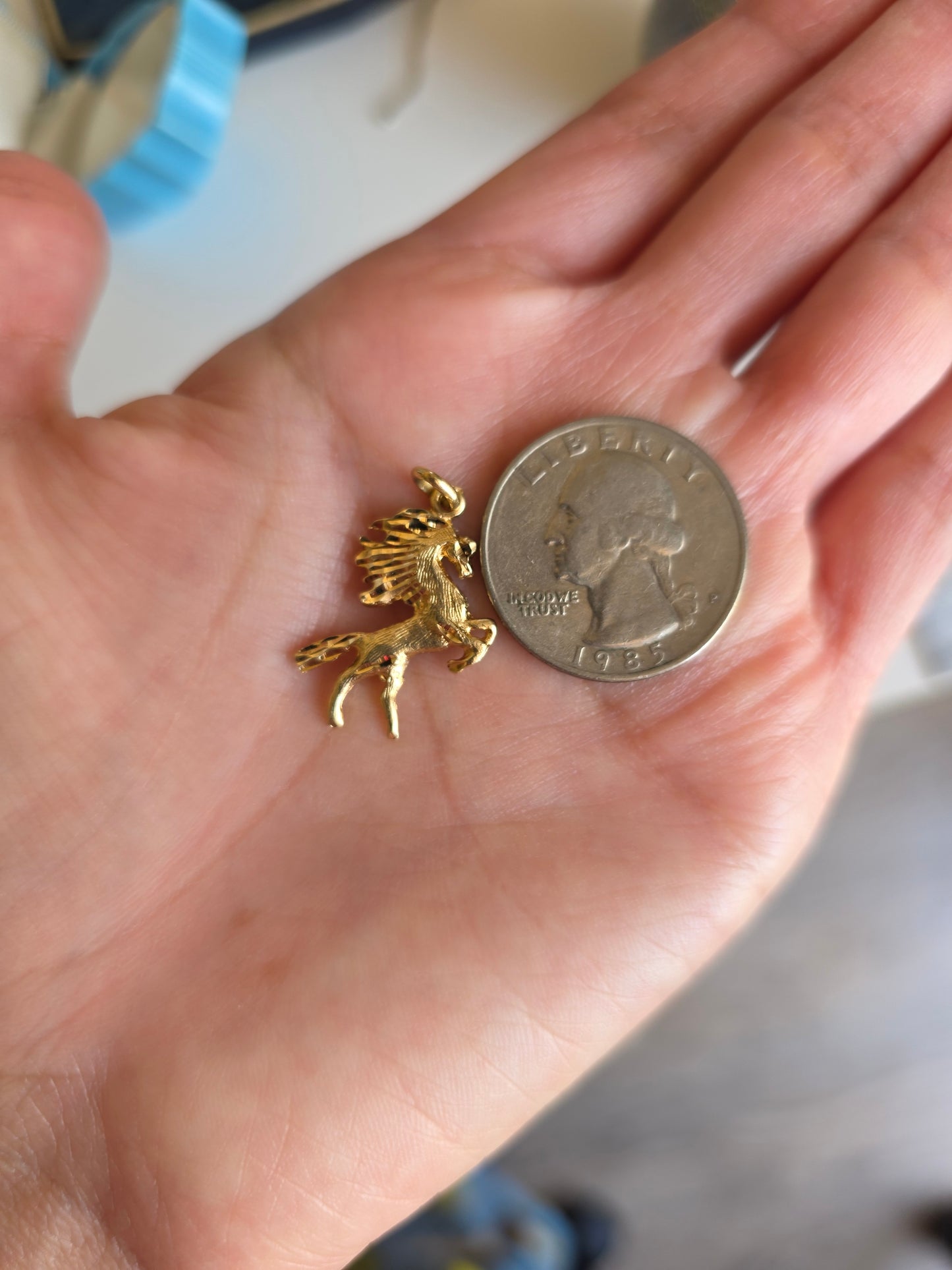 14k Gold Diamond Cut Horse 1" Pendant (NO CHAIN)