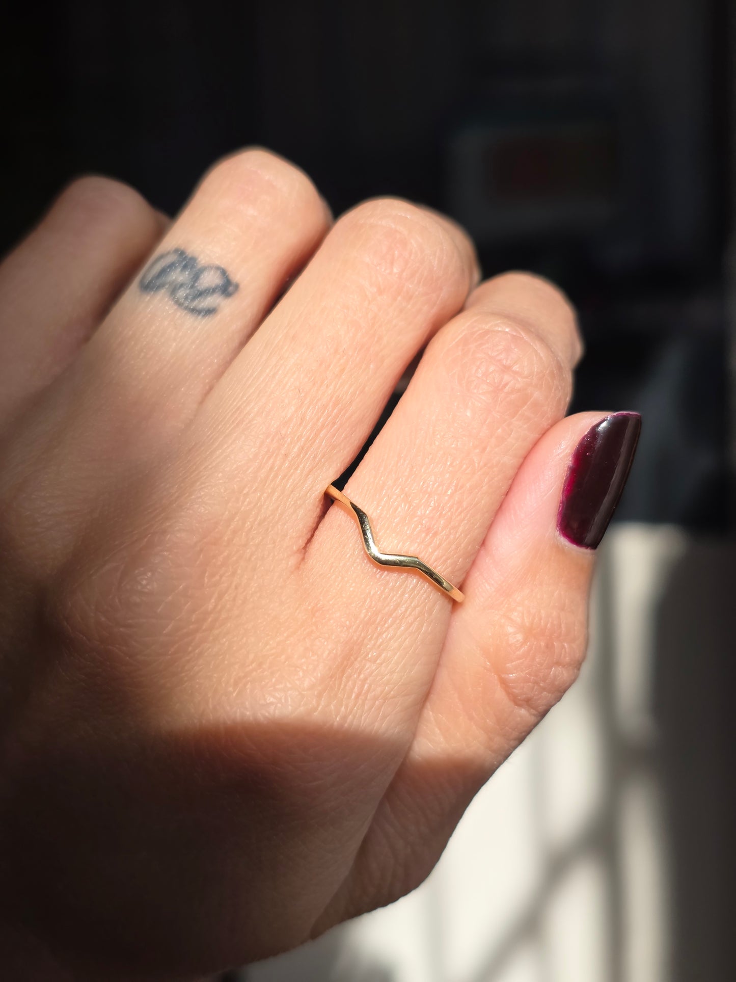 Lovely 14k Gold Simple Polished Curved Stacker Band Puzzle Ring Size 6.5