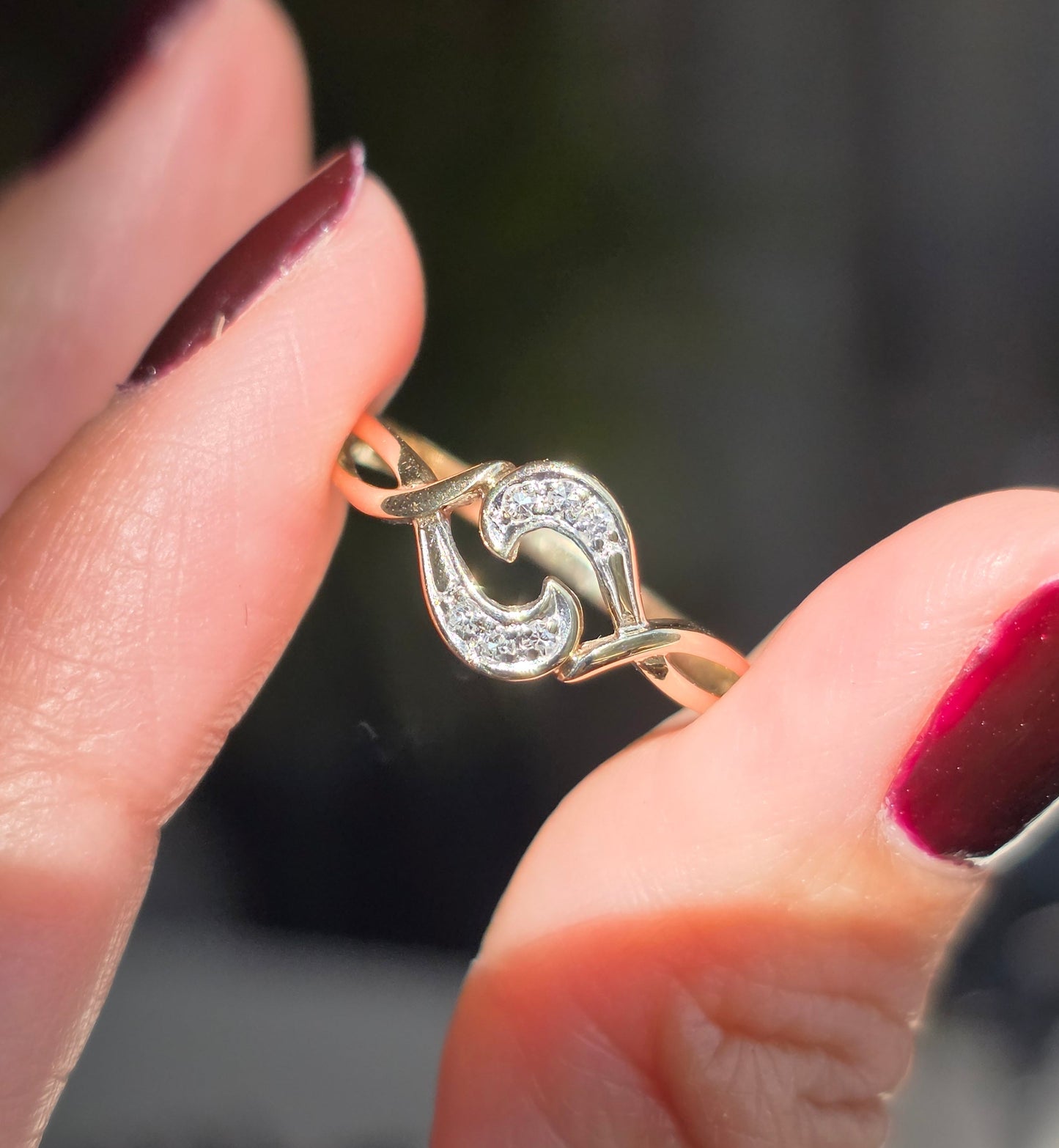 Pretty 2Tone 10k Diamond Ring Size 6.5