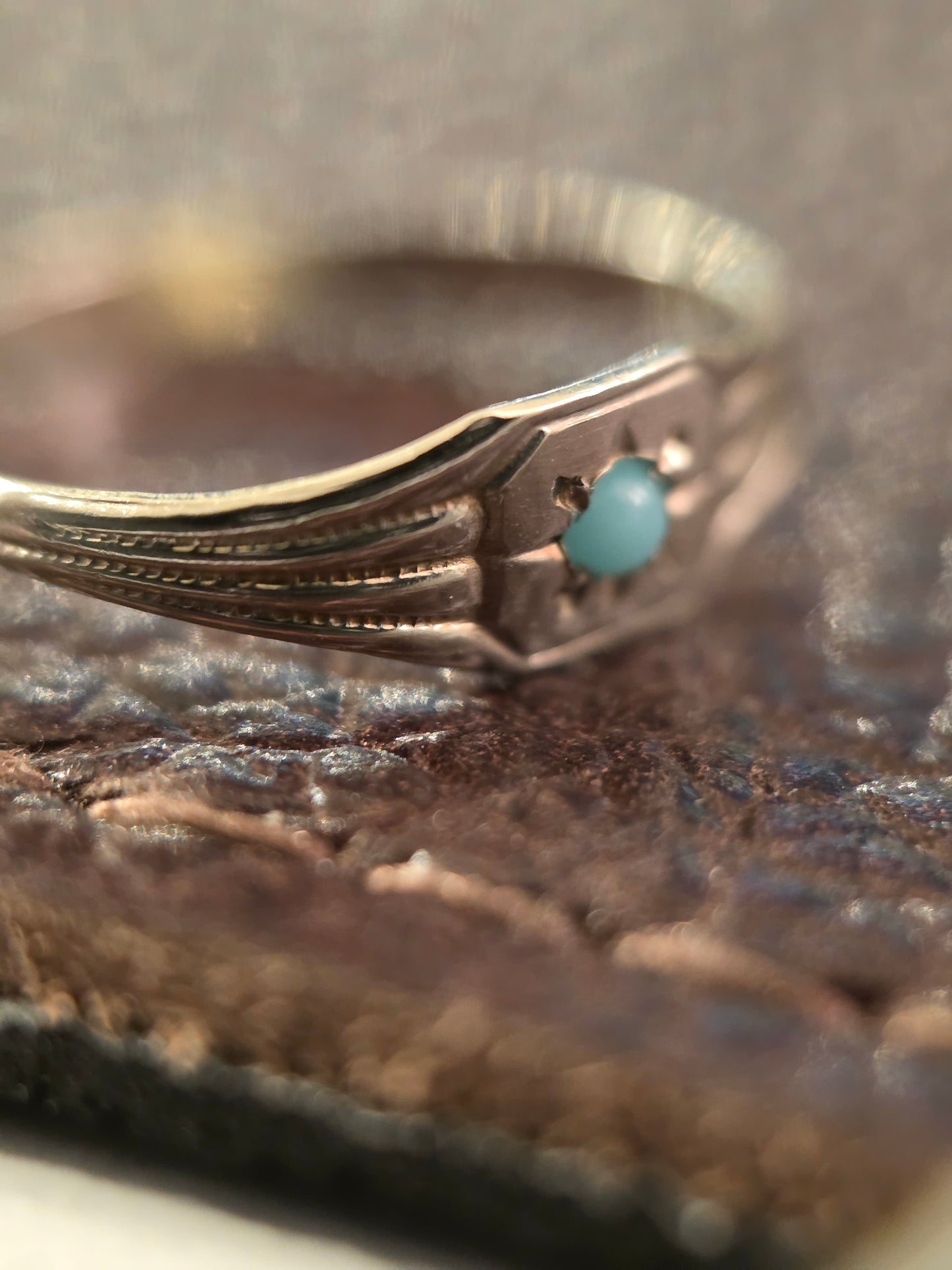 Vintage 10k White Gold Turquoise Baby Ring Less than a Size 1 / Midi / Charm (NO CHAIN)