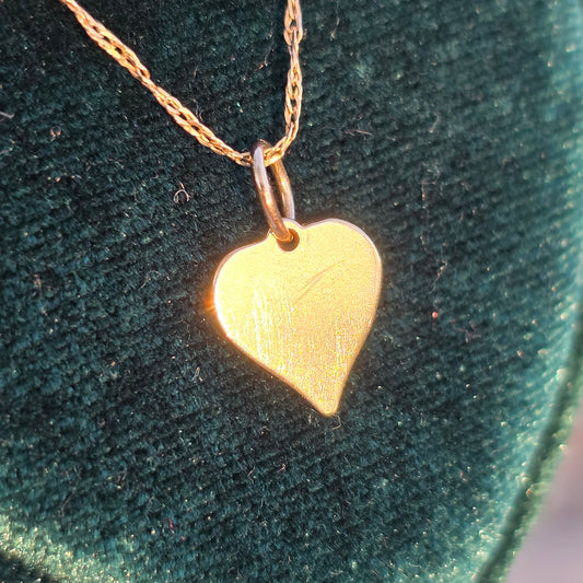 Adorable 14k Small 9mm Blank Heart Tag Charm (NO CHAIN)
