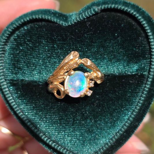 Beautiful Opal Diamond Ring Size 5