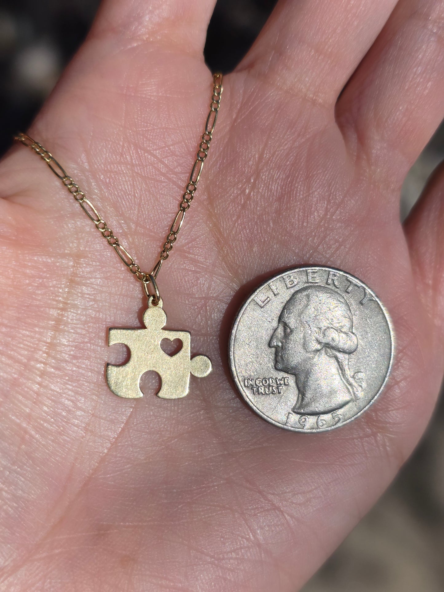 Adorable 14k Gold Puzzle Piece Heart Cut Out Charm (NO CHAIN)