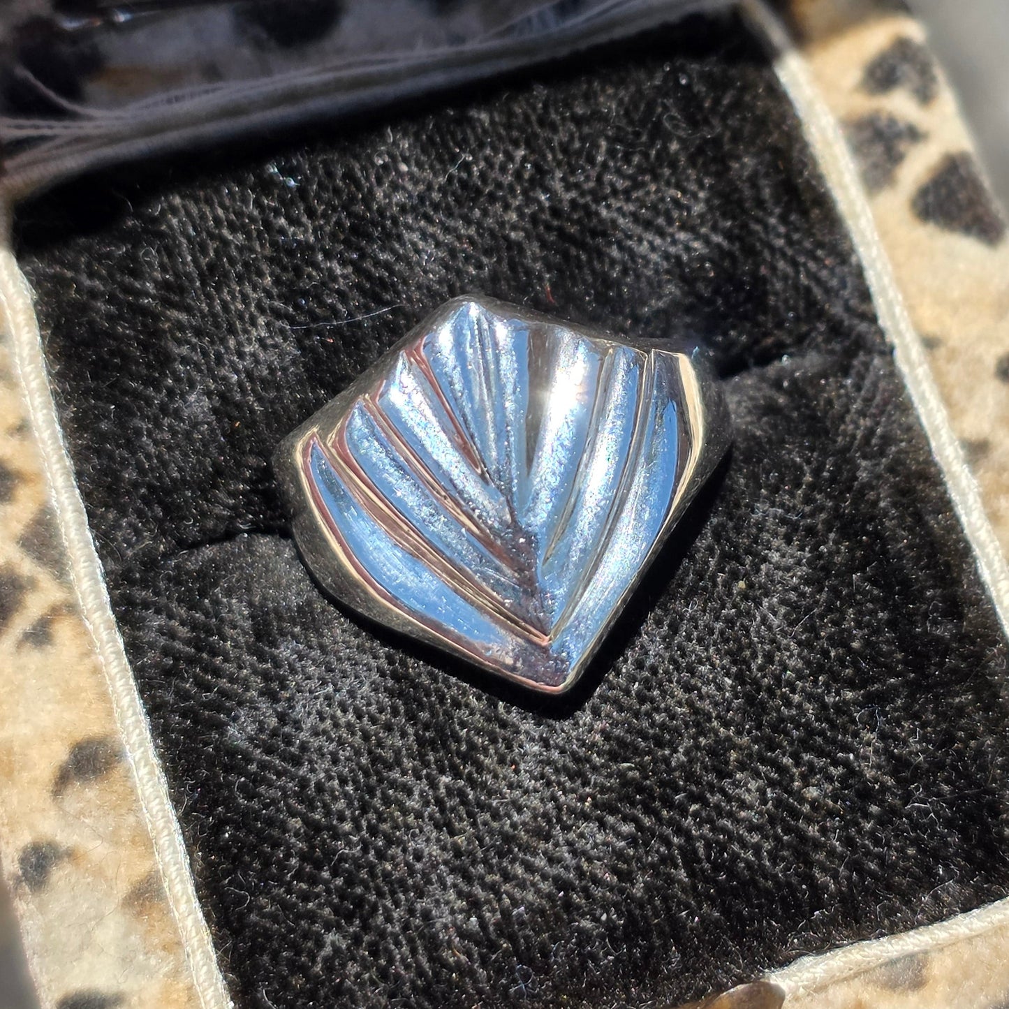 Solid Sterling Silver Badass Shield Ring Size 7