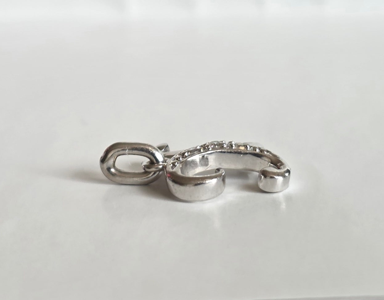 14k White Gold Diamond Accented Dainty X Initial Letter Charm (NO CHAIN)