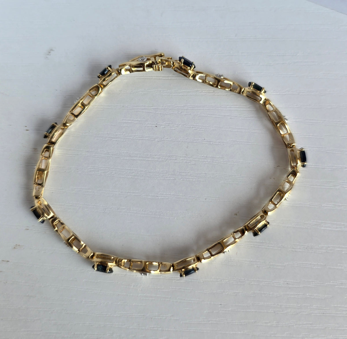 14k Sapphire + Diamond Infiniti Tennis Bracelet 6.5"