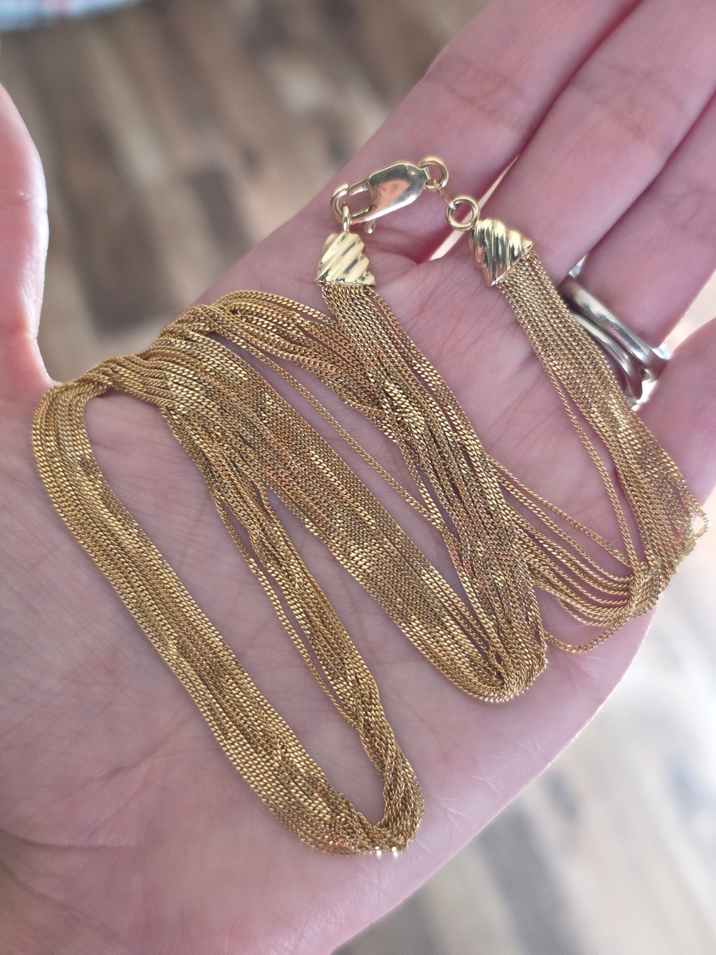 Amazing Solid 14k Gold 10 Mini Curb Multistrand Chain Necklace 18"