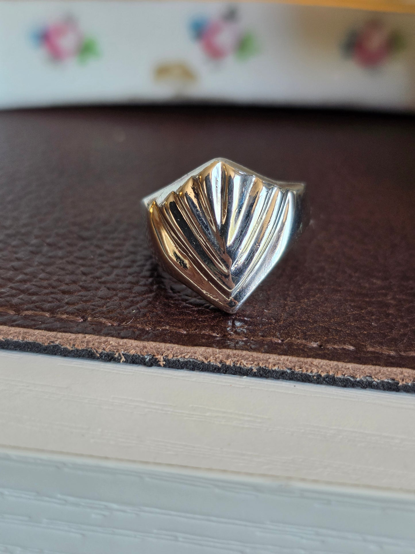 Solid Sterling Silver Badass Shield Ring Size 7