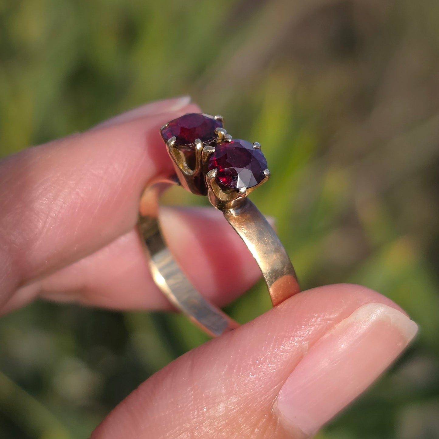 14k Vintage Garnet Toi Et Moi Ring Size 9 January Birthstone