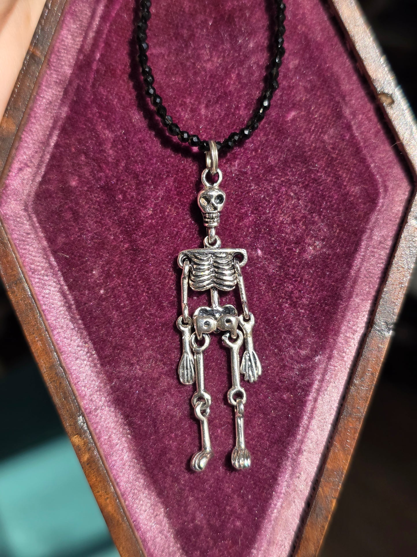 Awesome Solid Sterling Silver Spooky Articulated Skeleton Halloween Charm 2.1" (NO CHAIN)