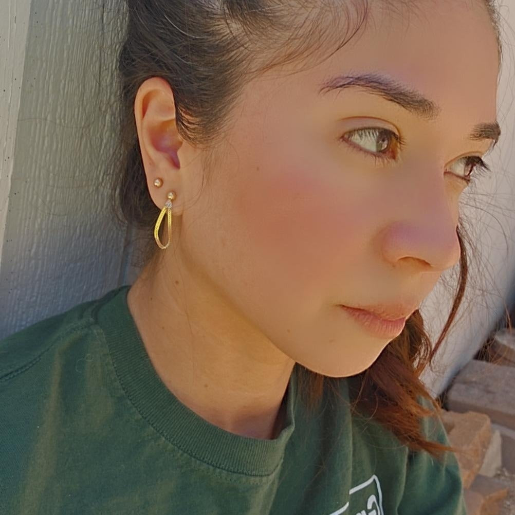 14k Gold Herringbone Convertible Post to Dangle Earrings