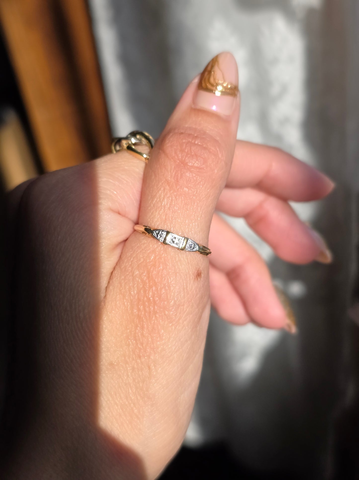 Pretty Vintage Two Toned 14k Gold Stacker Band Size 7.5