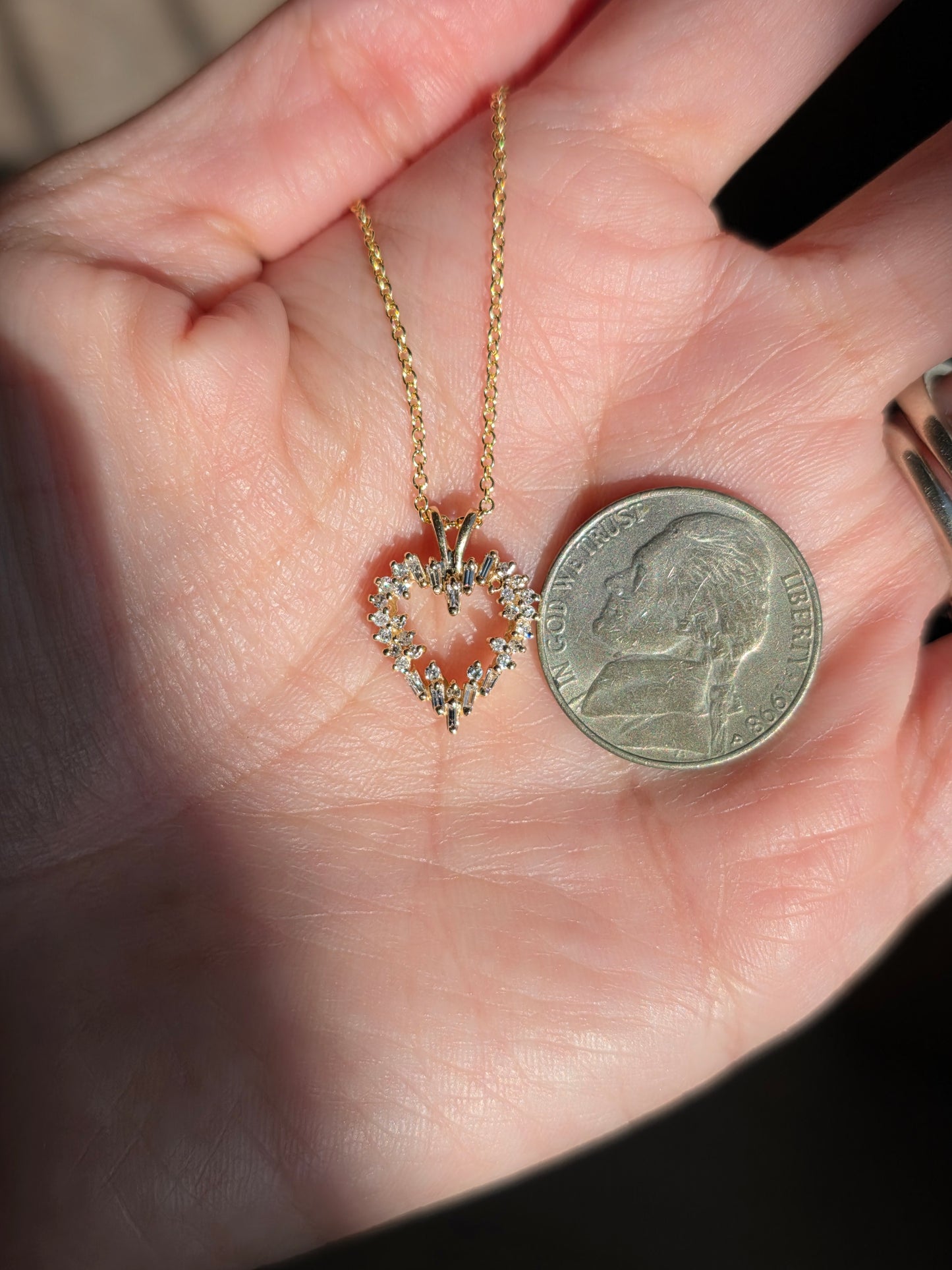 Stunning 14k Gold Natural Diamond Heart Pendant (NO CHAIN)