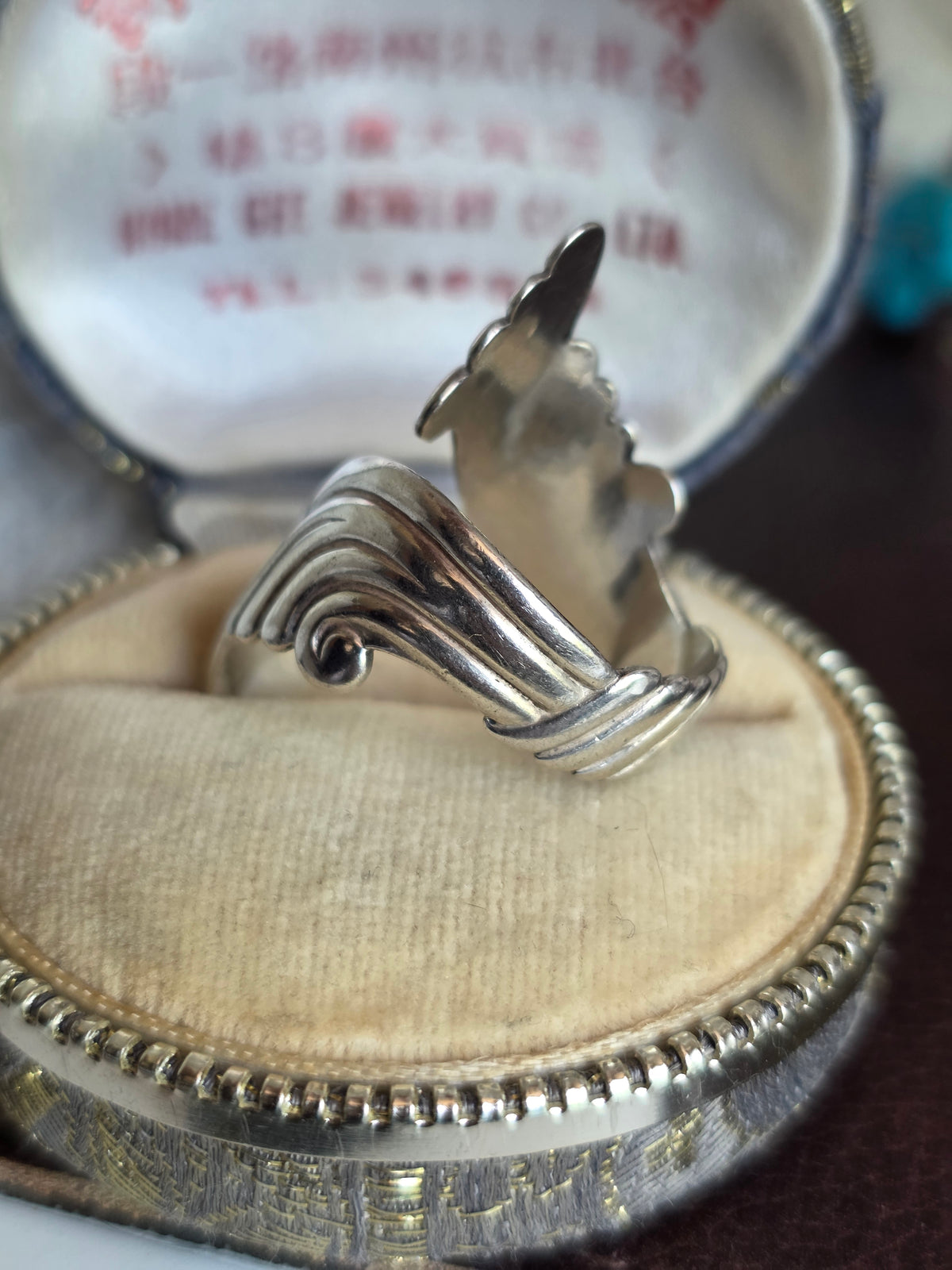 Gorgeous Sterling Silver Open Band Scrollwork Wrap Art Nouveau Style Ring