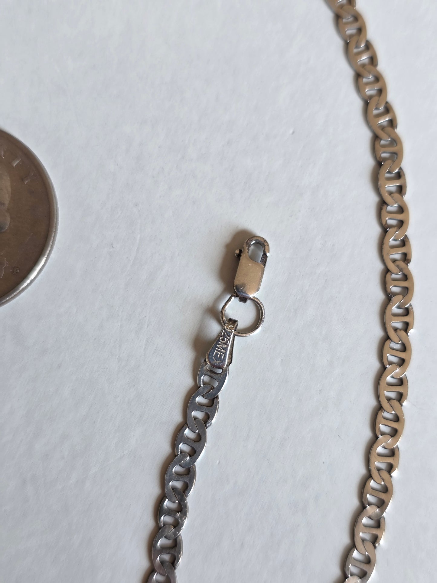 Awesome Solid Sterling Silver Mariner Chain Necklace 24"