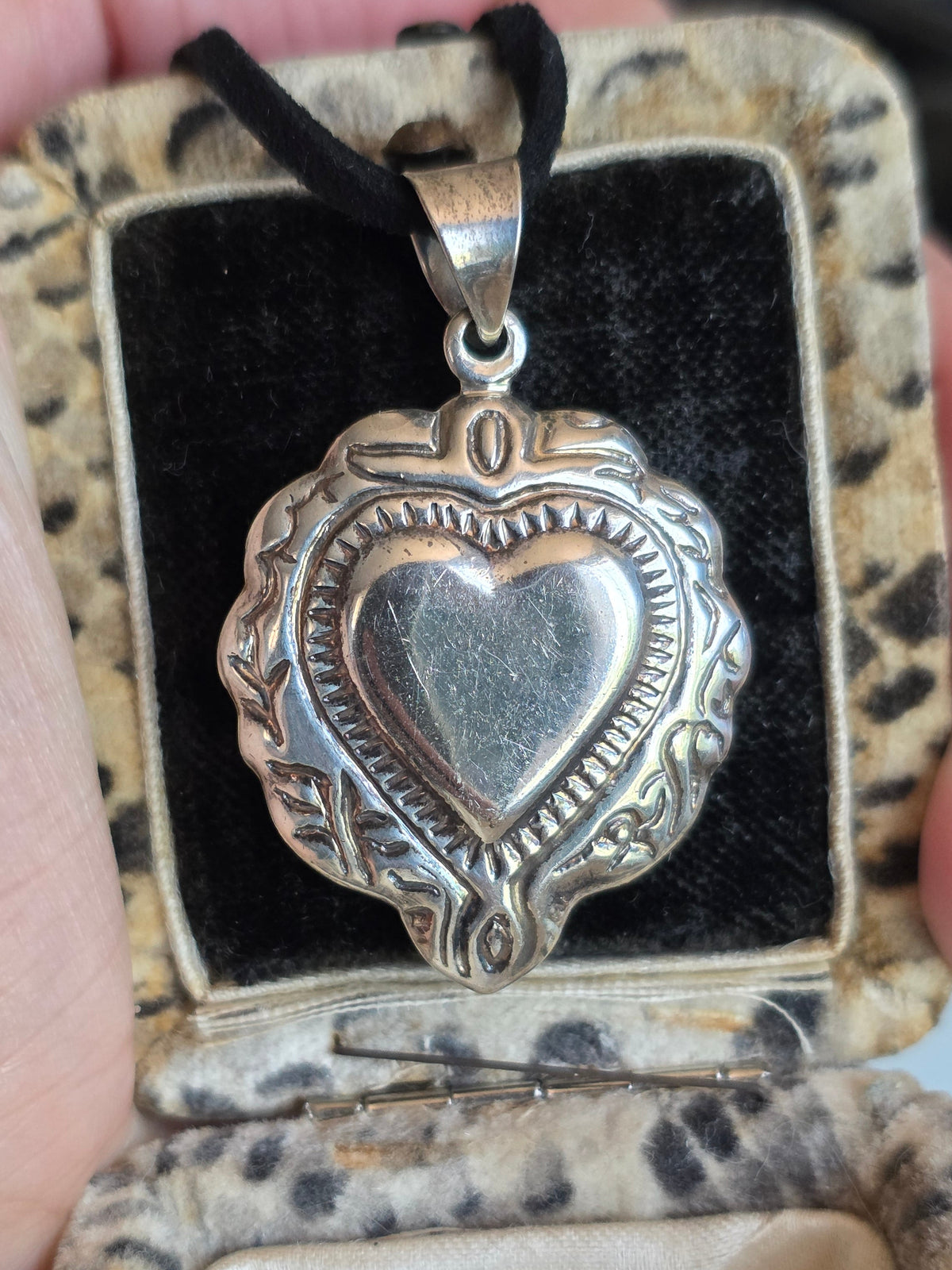 Vintage Puffy Ornate Sterling Silver Large Heart Pendant (NO CHAIN)