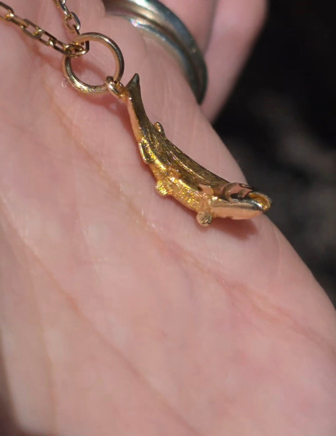 #9- 10k Gold 3D Solid Trout Fish Charm (NO CHAIN)
