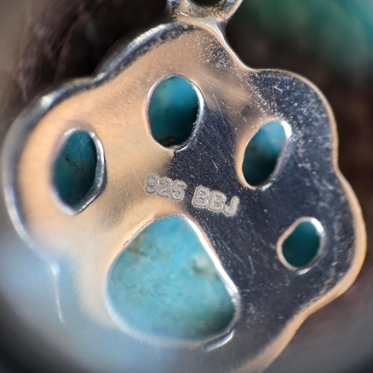 Sterling Silver Turquoise Paw Print Drop Earrings Leverbacks