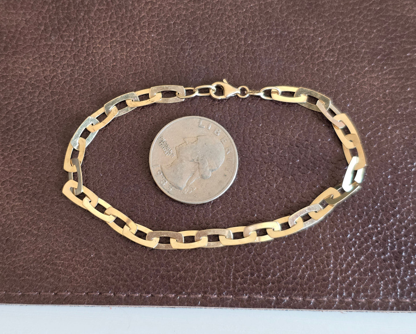 14k Gold Polished/Mirrored Interlocking Link Bracelet 7.5"
