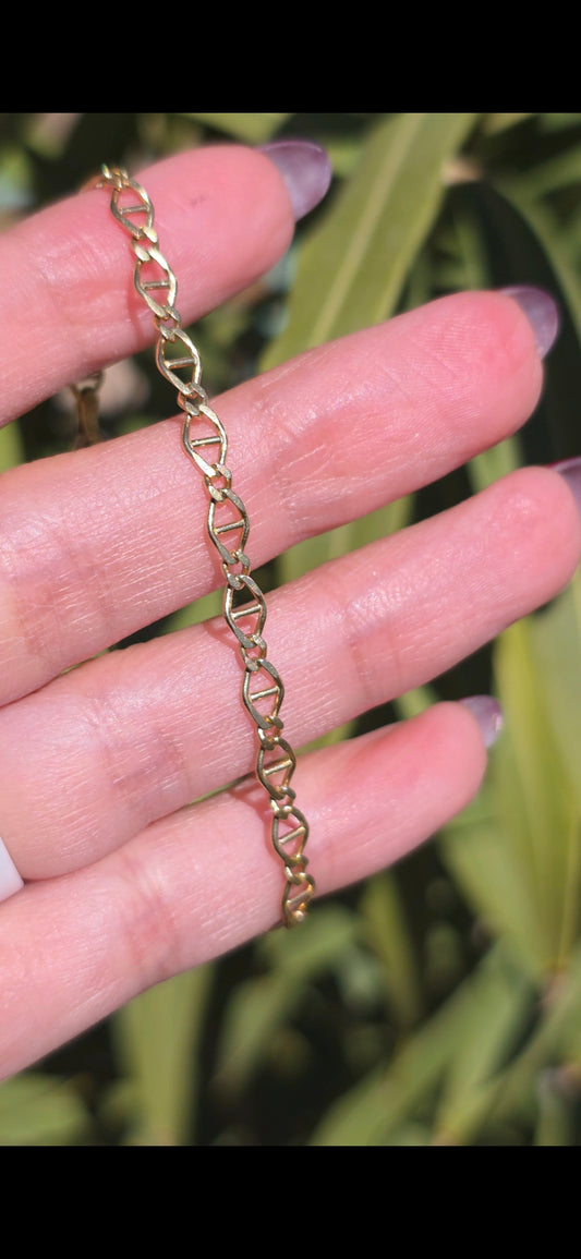 18k Gold "DNA Strand" Chain Link Bracelet 7"